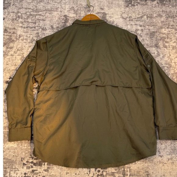 Grunt Style Mens Long Sleeve Button Up Shirt Green 2XL Polyester Tactical - Picture 2 of 4